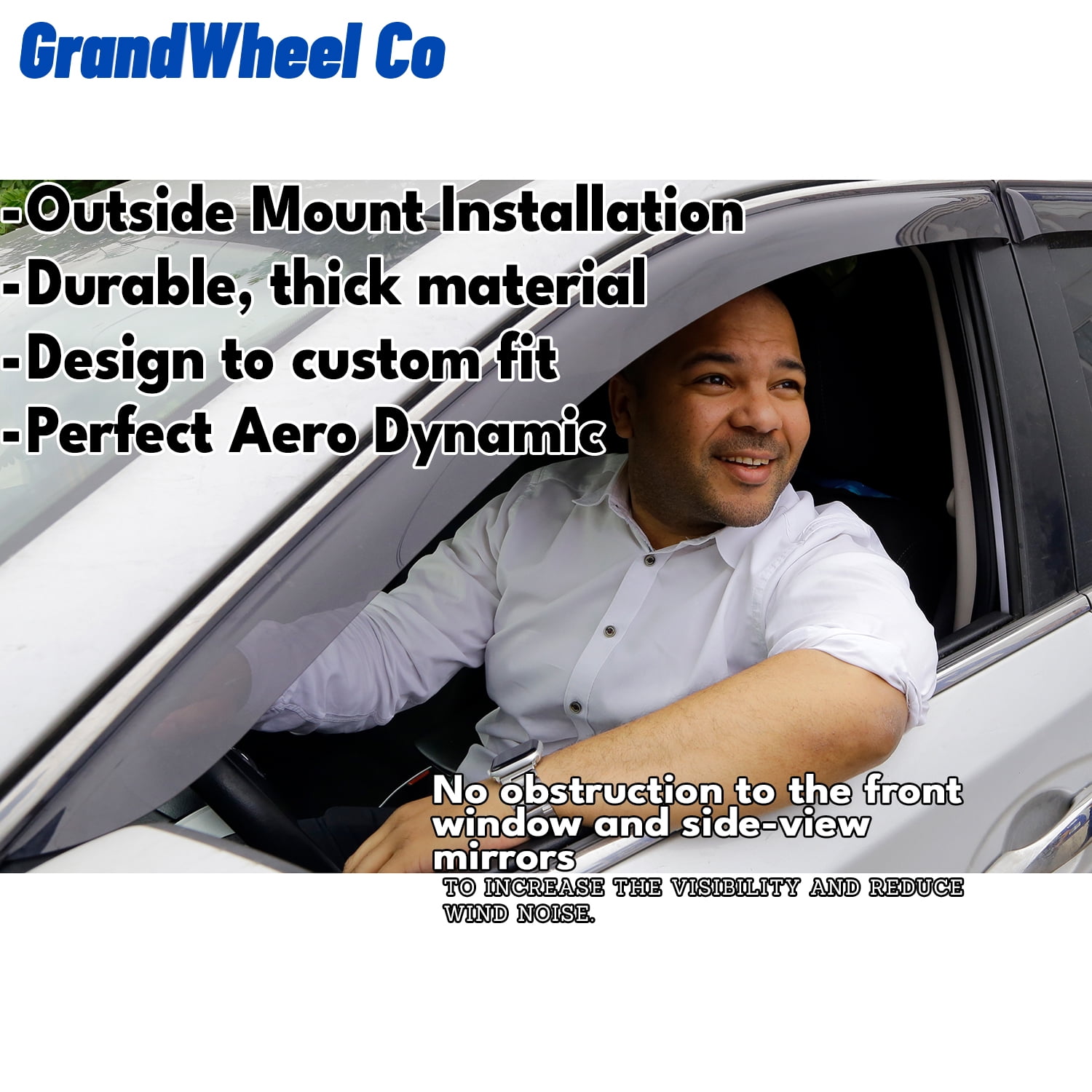 GrandWheel Co Smoke Tinted Tape-On Side Window Vent Visor Deflectors Rain Guards Compatible with Toyota Tacoma Double Cab 2024-2026 - 4 pcs. GW0939