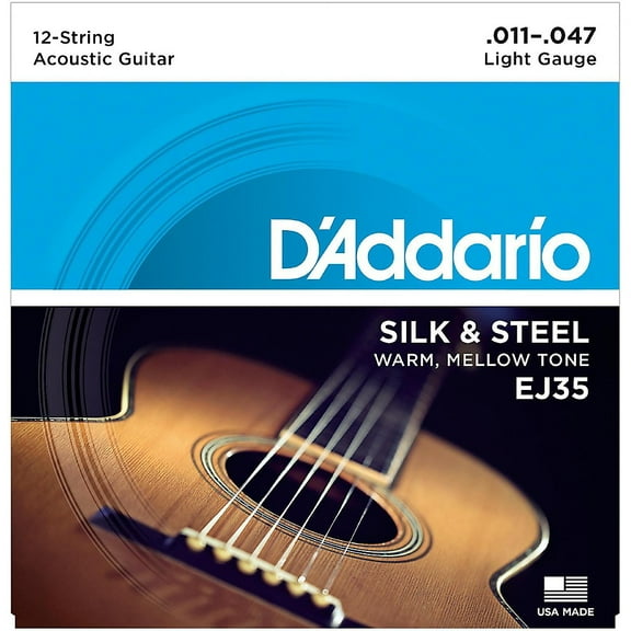 D'Addario EJ35 Silk & Steel Silver Wound 12-String .011"-.047" Guitar Strings