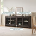 thumbnail image 2 of Walker Edison Modern Window Pane TV Stand/Sideboard with Sliding Doors, Black Oak, 2 of 17