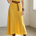 thumbnail image 4 of Morttic Women's Shirt Dress with Belt – Short Sleeve Solid Color Summer Casual A-Line Maxi Dress for Office & Daily Wear Yellow，S, 4 of 6