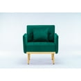 thumbnail image 2 of Velvet Accent Chair with Arms for Living Room, Modern Leisure Single Sofa Armchair with Gold Metal Legs & Pillow, Upholstered Reading Club Chair for Bedroom Office Decorative, Dark Green, 2 of 9