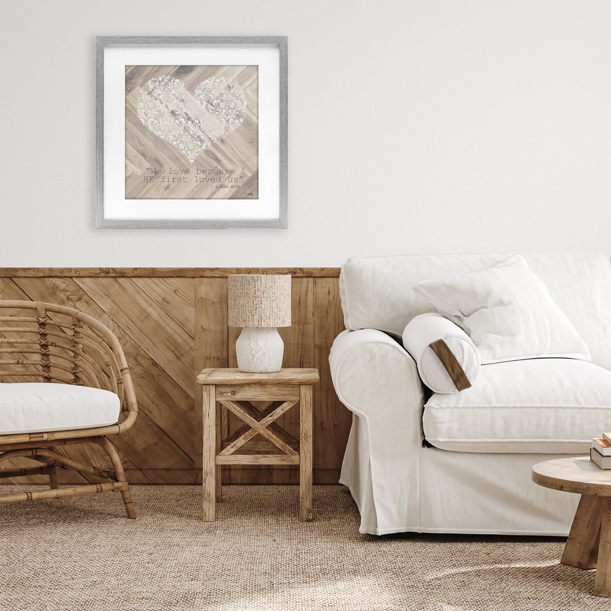 Stupell Industries He Loved Us First Gray Framed Print Under Glass, design by Elizabeth Medley