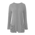 thumbnail image 5 of UJNDER Women's Long Sleeve Solid Color Knit Cardigan Mid Length Open Front Sweater Coat with Pockets for Fall Winter Casual Outfits Light Gray XXL, 5 of 6