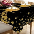 thumbnail image 5 of Merry Christmas Happy New Year 2024 Rectangle Tablecloth 60x84 Inch, Black Gold Clock Star Decorative Table Cloth Dining Table Cover, Firework Celebration Holiday Dinner Party Picnic Decoration, 5 of 6