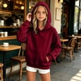 thumbnail image 5 of Kids Hooded Sweatshirt Solid Color Long Sleeve Warm Pullover With Pocket, 5 of 7