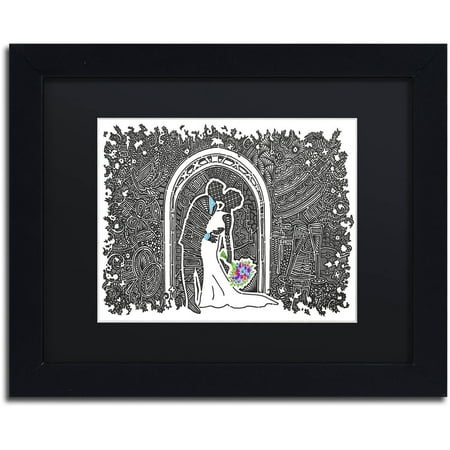 Trademark Fine Art 'Wedding Kiss' Canvas Art by Viz Art Ink, Black Matte, Black Frame