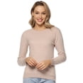 thumbnail image 2 of LANPULUX Women's Knit Sweaters 100 Wool Long Sleeve Crewneck Pullover Sweaters Lightweight, Camel, 2 of 6