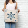 thumbnail image 2 of Christmas Snowflake Blue Pillow Covers 24x24 Inch Decorative Throw Pillow Cover, Winter Stripe Xmas Texture on Linen Sofa Pillowcases Accent Cushion Case Home Decor Bedroom Living Room, 2 of 6