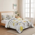 thumbnail image 5 of Twin XL Quilt Set 68''x98'', Yellow Grey Botanical Lightweight Summer Bedspread Coverlet Set with 2 Pillow Shams, Spring Floral Watercolor Breathable All Season Quilt Bedding for Dorm/Guest Room, 5 of 9