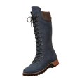 thumbnail image 3 of Willtoo Womens Knee‑High Boots Round Toe Lace‑Up Side Zipper Tall Booties Casual Wedge Heel Fashion Shoes for Winter Daily Wear, 3 of 6