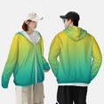 thumbnail image 4 of Vsdgher Teal To Yellow Gradient Print Adult Hoodie Shirts Rash Guard for Men Women,Long Sleeve Sun Protection Fishing Shirts for Athletic Running Swim-Small, 4 of 7