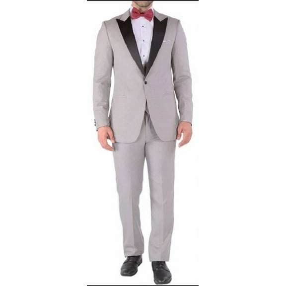 Ferrecci Slim Fit Prom Tuxedos for Men Grey Peak Lapel Luna