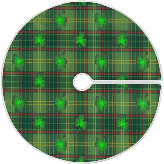 FMSHPON Clover Stripes Xmas Christmas Tree Skirt Stand Mat for Holiday Party Decoration Indoor Outdoor 36 inches