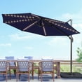 thumbnail image 5 of FLAME&SHADE 10Ft LED Outdoor Round Patio Cantilever Market Offset Umbrella for Deck, Balcony and Poolside, Navy Blue, 5 of 9
