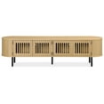 thumbnail image 4 of FITUEYES 70" Modern TV Stand for 75" TVs, Wooden Media Console with Fluted Waveform Panel Doors & Spacious Storage for Living Room & Bedroom, Oak, 4 of 6