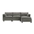 thumbnail image 4 of Hommoo 107-inch Cotton-Linen Velvet Texture L-shaped Sectional Sofa, 3 Seats Corner Sofa Set with Ottoman & Side Bag, Gray, 4 of 8