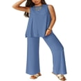 thumbnail image 2 of LYMAYTER S-2XL Women Casual Sets Solid Color Loose Suits Comfy Tank Breathable 2-Piece Vacation Outfits, 2 of 9