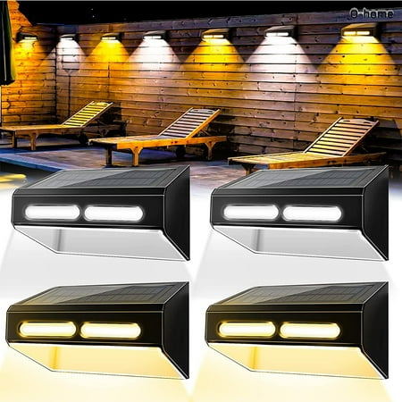 

4 Pack Outdoor Solar Fence Lights Outdoor 2 Colors in 1 Solar Wall Lights