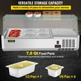 thumbnail image 3 of VEVOR Refrigerated Condiment Prep Station, 40-inch, 7.8Qt Sandwich / Salad Prep Table w/ 1 1/3 Pan & 4 1/6 Pans, 150W Salad Bar w/ 304 Stainless Body Tempered Glass Shield Digital Panel Auto Defrost, 3 of 9
