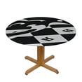 thumbnail image 3 of HAOXIT Anchor Table Cover for Kids Boys Teens Black and White Table Cloth for Dining Kitchen Home Decor Geometric Checkered Print Tablecloths,Round 38-42, 3 of 8