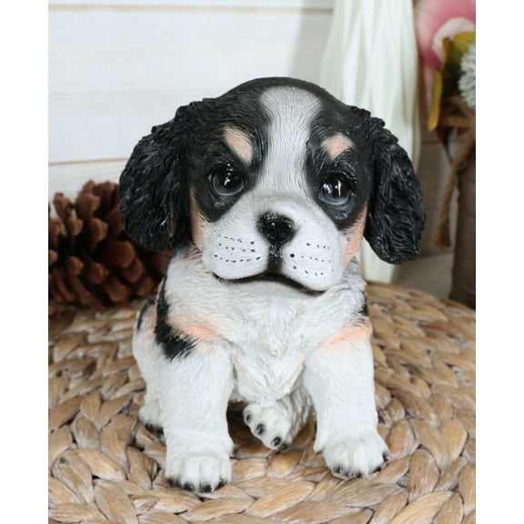 Pet Pal Black White And Tan English Cocker Spaniel Dog Puppy Sitting Figurine