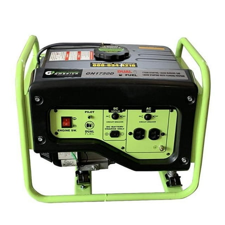 Green-Power America GN1750D 1750-Watt Propane and Gasoline Powered Dual Fuel Generator,