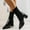 Black, variant on Women's Suede Pointed Toe Thick Heel Short Boots for Winter Comfortable Height Increasing Waterproof Booties Brown 36