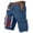 Blue, variant on America 250 Years Text Cargo Shorts with Star-Spangled Banner Graphic and Brown Woven Belt, Durable Cotton Blend for Outdoor Work Sky Blue XXL
