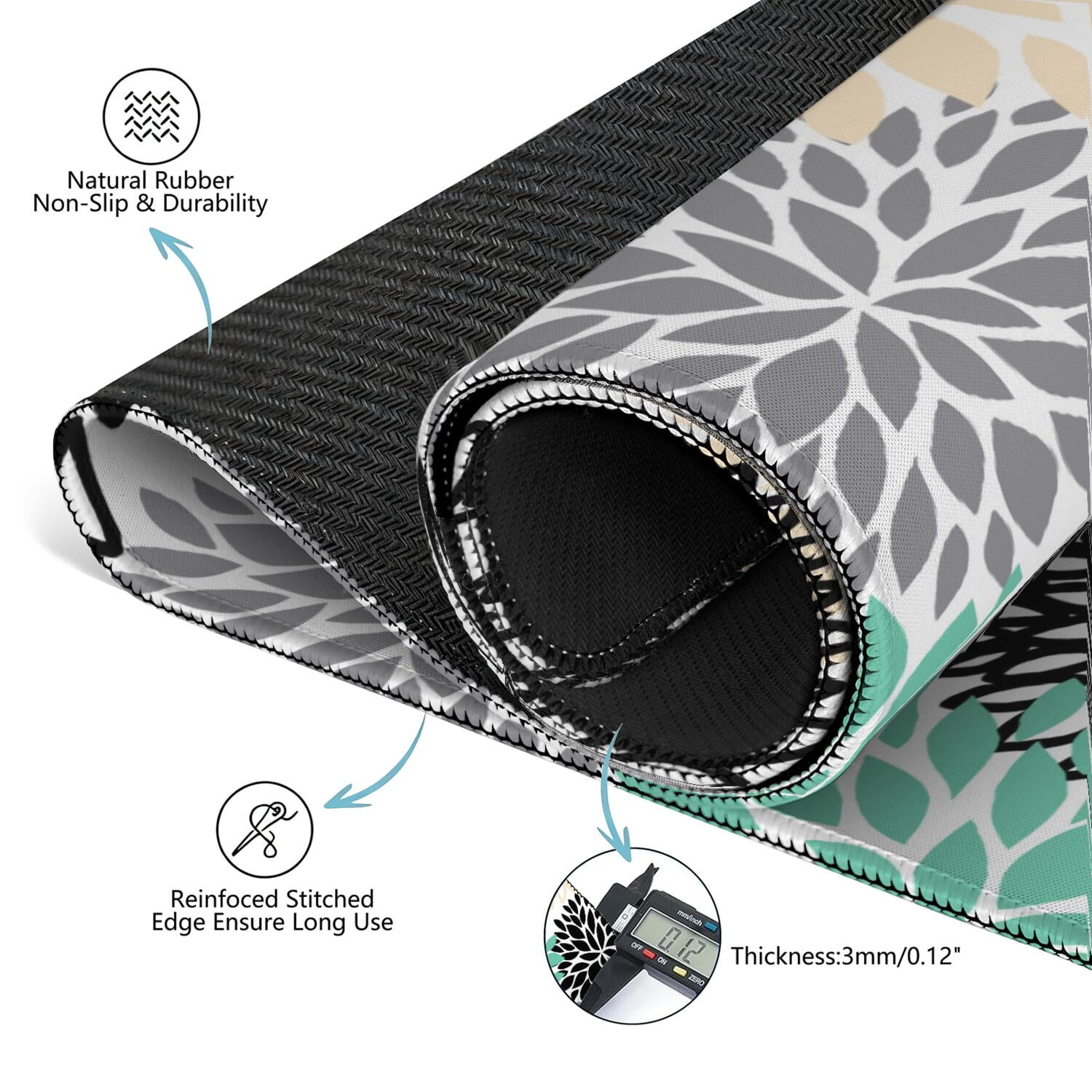 Boho Inspired Game Table Mat 31.5x31.5 Inches Rubber Construction with Anti-Slip Surface and Noise Dampening Qualities for Mahjong Card Games Board Games