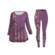 thumbnail image 1 of Conjunto dama Gibobby sudadera afelpada y pants de manga larga con cuello redondo y estampado de flores(Morado,M), 1 of 4
