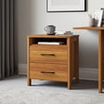 thumbnail image 5 of STYLIVIA 2-Drawer Nightstand with Open Shelf Amber Walnut 20.9" W x 15.7" D x 22.7" H, 5 of 19
