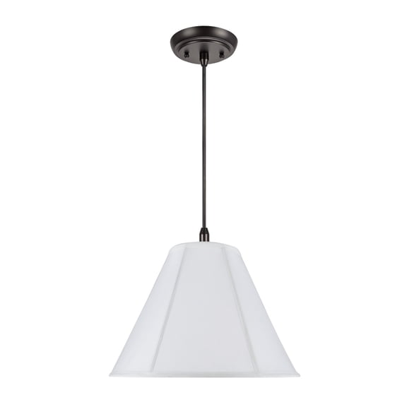 Aspen Creative 75005 One-Light Hanging Pendant Ceiling Light with Transitional Hexagon Bell Fabric Lamp Shade, Off White, 16" width