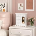thumbnail image 3 of GETHFSA Jewelry Box with Photo Frame, White Wooden Jewelry Organizer for Women with 4 Drawers, Rotating Necklace Hooks & Velvet Lining, Vintage Keepsake Gift, 3 of 9