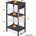 thumbnail image 3 of Tall End Table with Charging Station, 3 Tier Narrow Beside Table with Adjustable Shelf, Tall Gray Side Table Nightstand for Bedroom, Living Room Coffe Table, Office, Charcoal Grey, 3 of 14