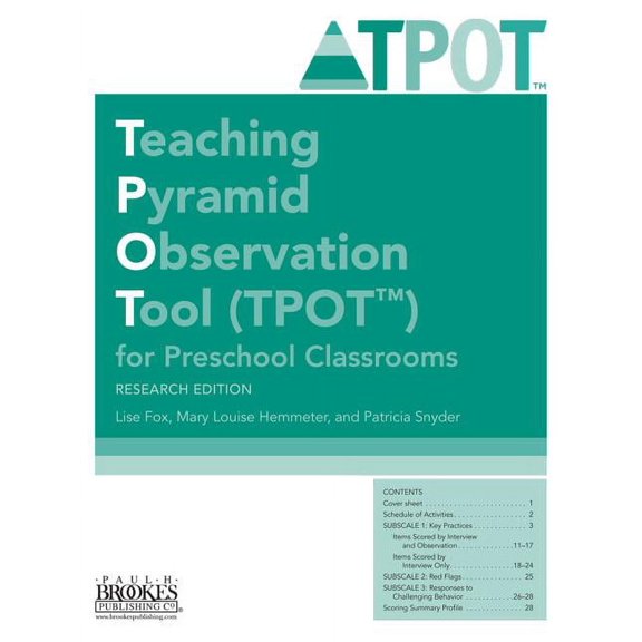 Teaching Pyramid Observation Tool (Tpot(tm)) for Preschool Classrooms, Research Edition, (Paperback)