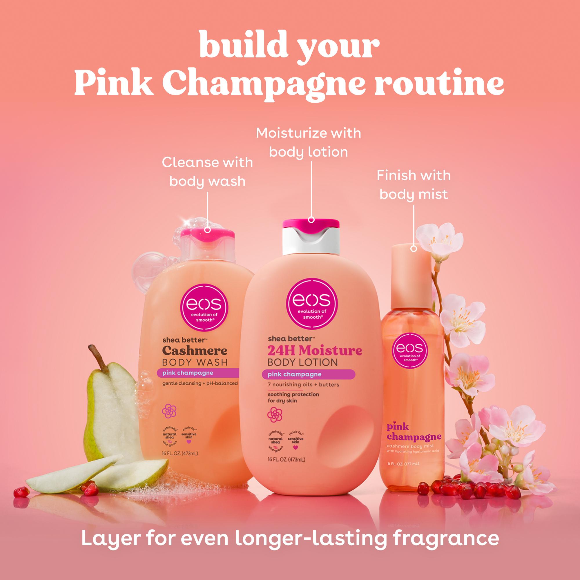 Eos Pink Champagne Body Mist for Women, 6 fl oz photo 6