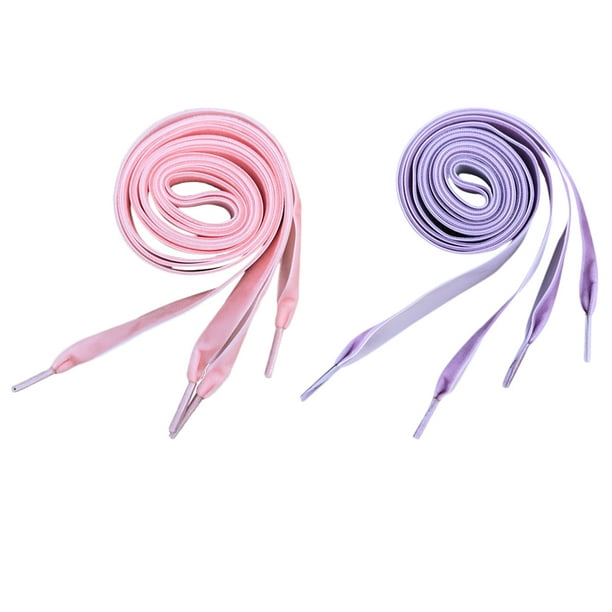 2 pares de cordones de terciopelo de 1,6 cm de ancho Zapato plano ancho Cordones de zapato de encaje Accesorios para zapatos (Púrpura 80cm + Rosa 80cm)
