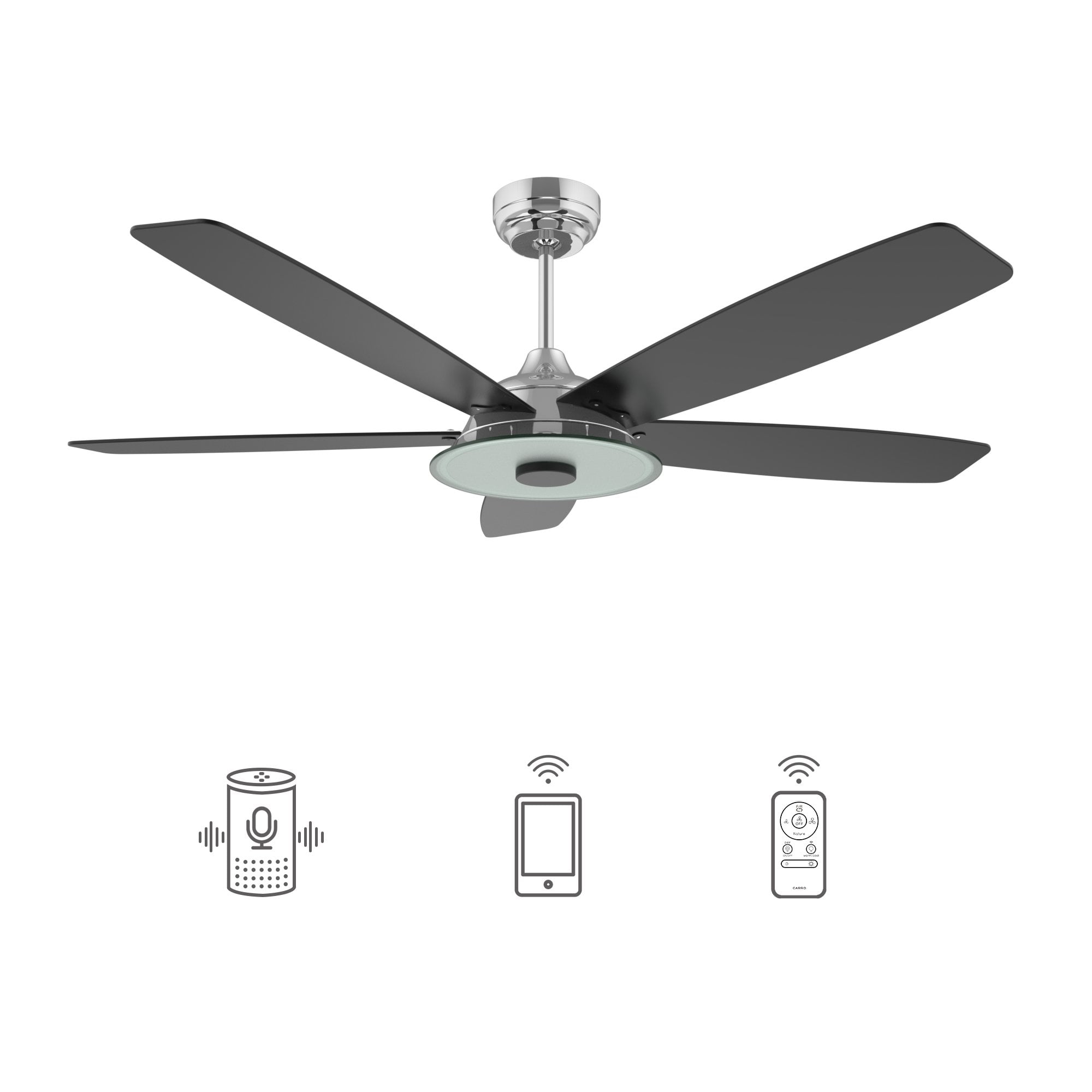 Indoor/Outdoor Smart Ceiling Fan with Dimmable LED Light Kit & Remote Control, 52inch 5 Blades