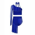 thumbnail image 2 of Raenseen Big Girls Ballet Dance Gymnastics Outfits Two-Piece Jazz Lyrical Dancewear Crop Tops with Irregular Skirt Blue 12, 2 of 2