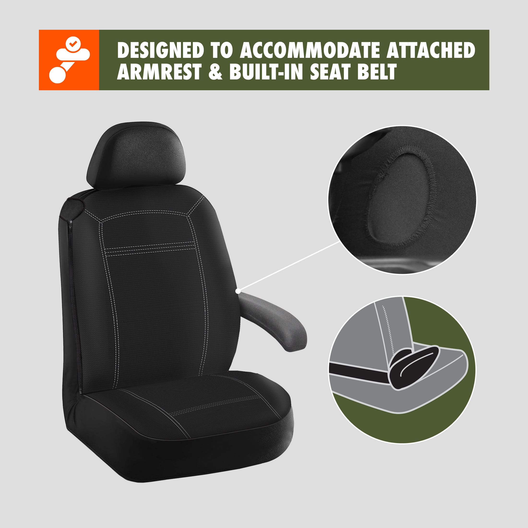 Ozark Trail Heavy Duty Black Truck Seat Covers 2-Pack