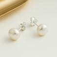 thumbnail image 4 of Elegant Round Fuax Pearl Sterling Silver Post Earrings-7mm, 4 of 7