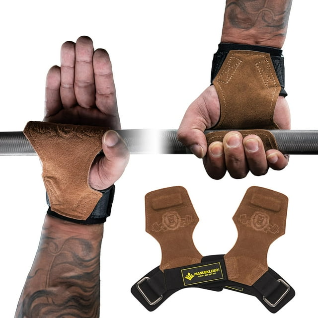 Gym Straps M MANUEKLEAR para levantamiento de pesas, doble piel, para hombre