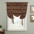 thumbnail image 2 of Dark Brown Wooden Balloon Curtains for Living Room/French Door, Vintage Western Country Wooden Board Tie Up Curtains 63 Inch Length Energy Saving Kitchen Curtains Shades for Windows 42"x63", 2 of 8