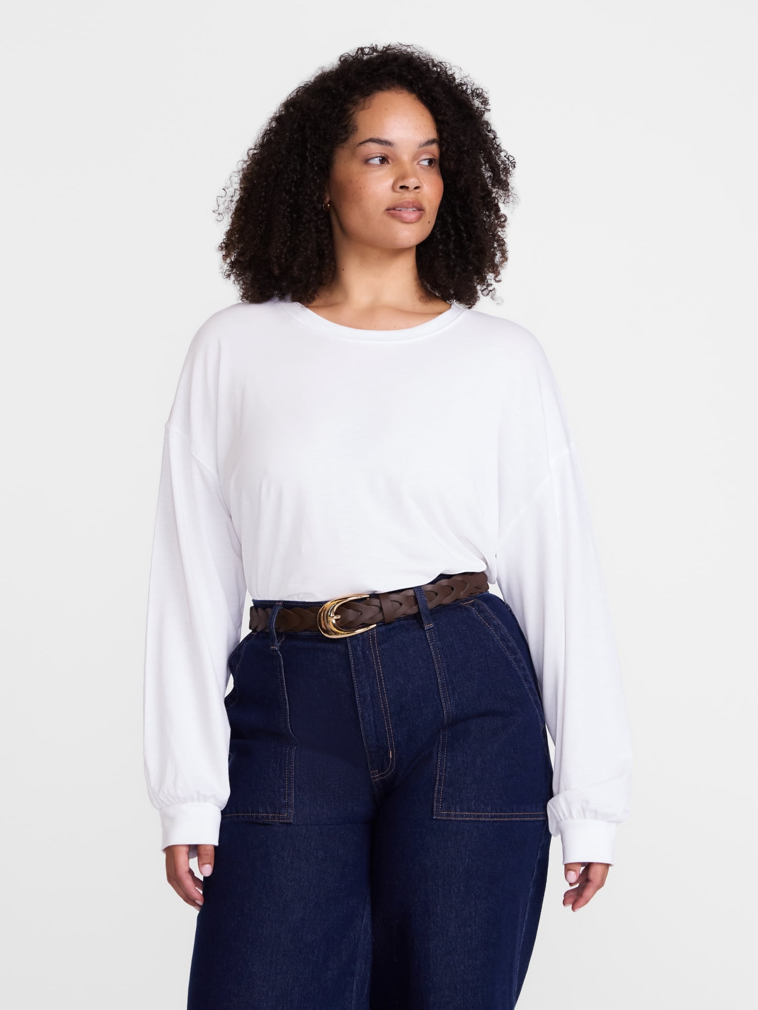 Scenario Women's Oversized Tee with Long Sleeves, Sizes XS-XXXL