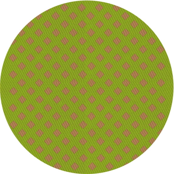 Ahgly Company Machine Washable Indoor Round Transitional Pistachio Green Area Rugs, 8' Round