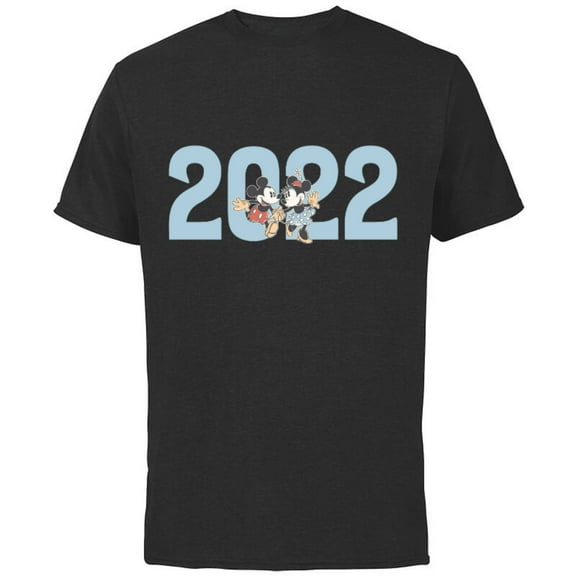 Disney Mickey and Minnie 2022 New Year’s Eve - Short Sleeve Cotton T-Shirt for Adults - Customized-Black