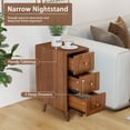 thumbnail image 4 of WIRRYTOR Modern Narrow Nightstands for Bedroom Set of 2, Rounded Corner Bedside Table Set with Tapered Legs, 3 Drawer Accent End Table, Walnut, 4 of 9