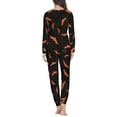 thumbnail image 3 of Renewold 2 Pieces Relaxed Pajama for Women Halloween Day Bats Web Pajamas Pants Set Personalized Long Sleeve Tee Loungewear Stretchy Long Sleeve Tracksuit Size 3XL, 3 of 5