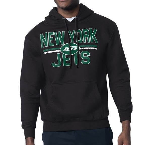 Unisex Starter Black New York Jets Team Mesh Print Graphic Tri-Blend Pullover Hoodie