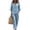 Light Blue, variant on Womens Summer 2 Piece Lounge Sets Spring Fall Transition Outfits Ruffle 3/4 Sleeve Top High Rise Wide Leg Trousers Set Khaki M